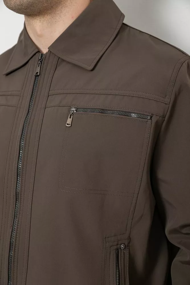 Купить Куртка мужская демисезонная однотонная, цвет хаки, 244R033B - Фото №5