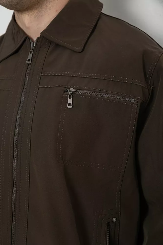 Купити Куртка чоловіча демісезонна однотонна, колір темно-зелений, 244R033B оптом - Фото №5