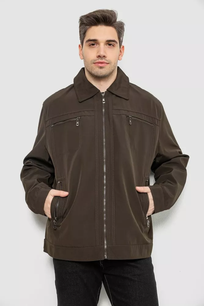 Купити Куртка чоловіча демісезонна однотонна, колір темно-зелений, 244R033B оптом - Фото №1