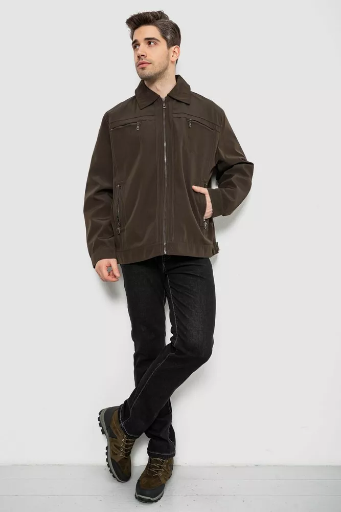 Купити Куртка чоловіча демісезонна однотонна, колір темно-зелений, 244R033B оптом - Фото №2