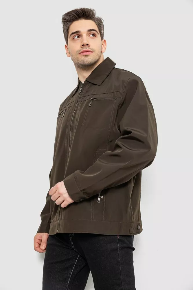 Купити Куртка чоловіча демісезонна однотонна, колір темно-зелений, 244R033B оптом - Фото №3
