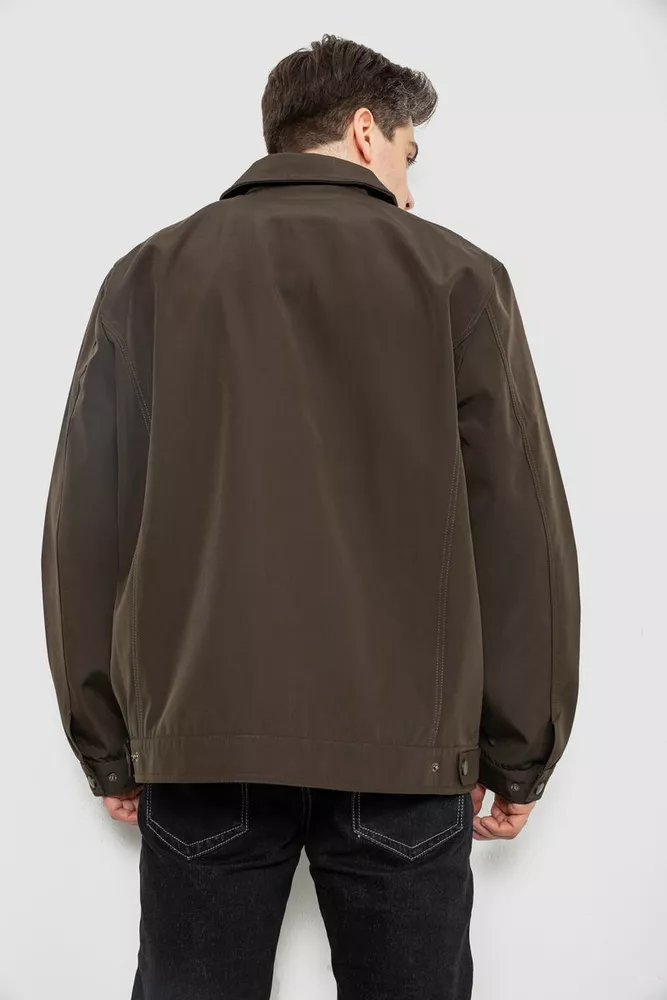 Купити Куртка чоловіча демісезонна однотонна, колір темно-зелений, 244R033B оптом - Фото №4