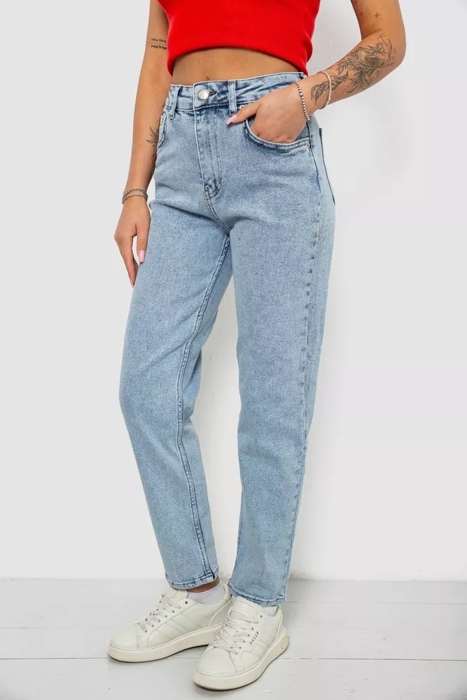 Купить Джинсы женские однотонные MOM, цвет голубой, 244R00968 - Фото №3