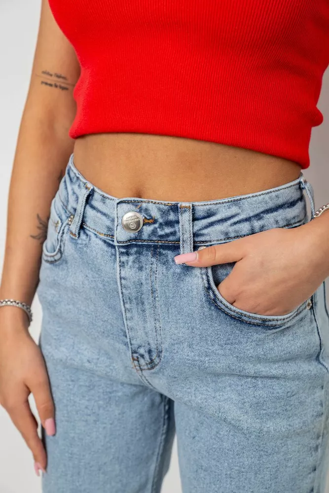 Купить Джинсы женские однотонные MOM, цвет голубой, 244R00968 - Фото №5