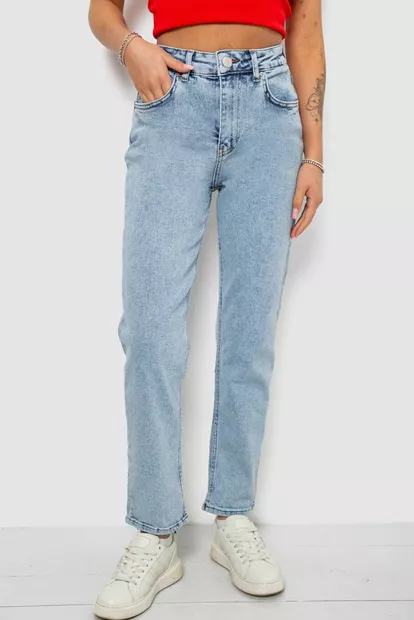 Джинсы женские однотонные MOM, цвет голубой, 244R00968