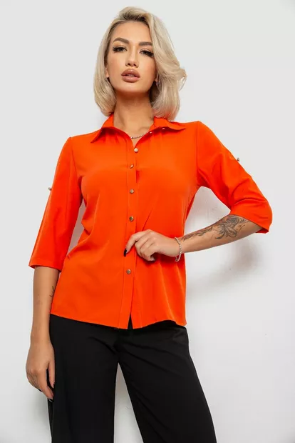 Блуза класична однотонна  -уцінка, колір помаранчевий, 230R1110-U-44