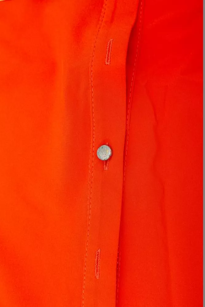 Купить Блуза классическая однотонная  -уценка, цвет оранжевый, 230R1110-U-44 - Фото №6