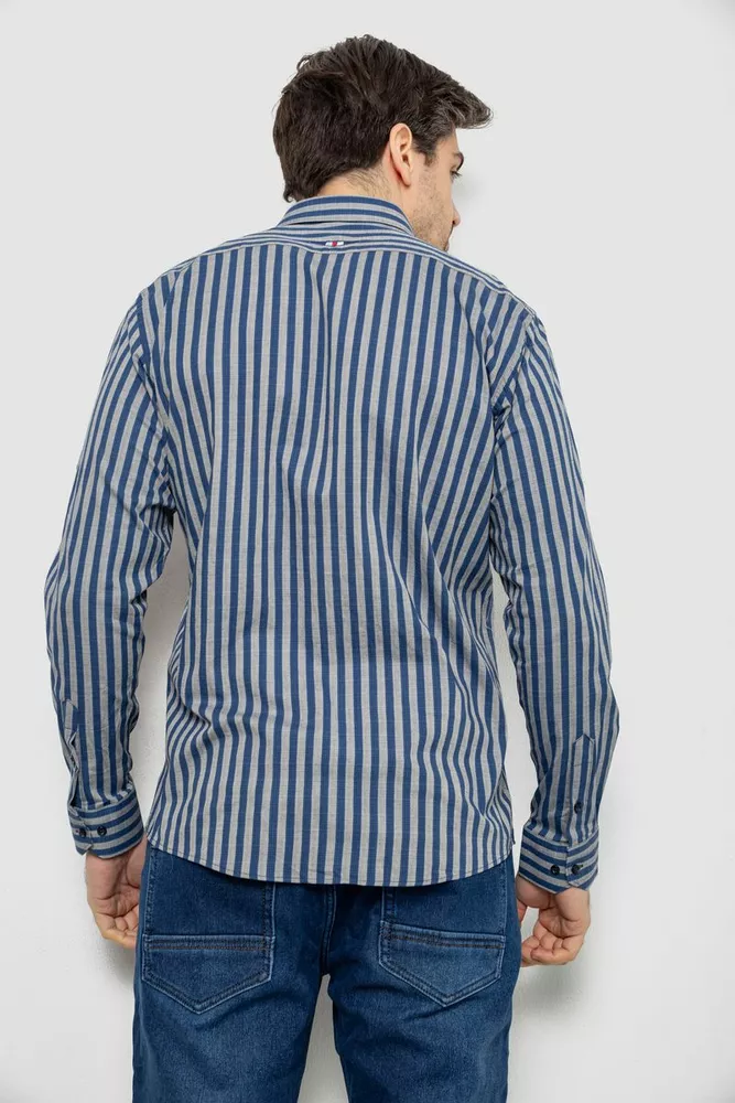Купить Рубашка мужская в полоску, цвет серо-синий, 186RM01 - Фото №4