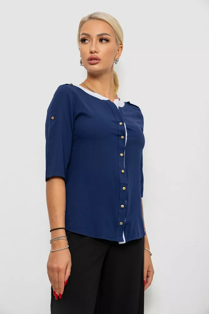 Купить Блуза классическая   -уценка, цвет синий, 230R111-U-16 - Фото №3
