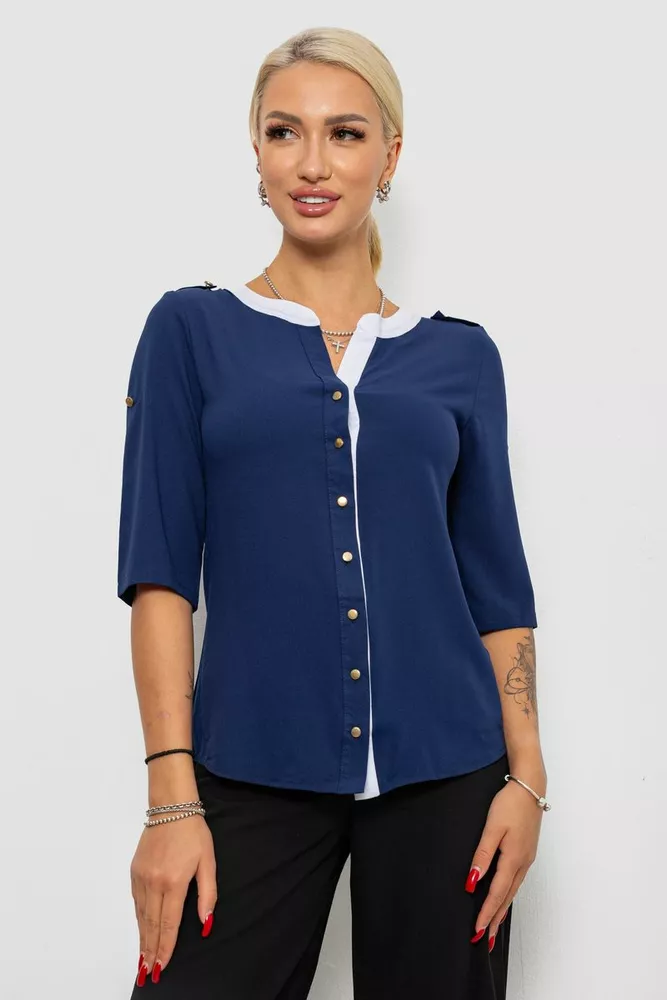 Купить Блуза классическая   -уценка, цвет синий, 230R111-U-16 - Фото №1
