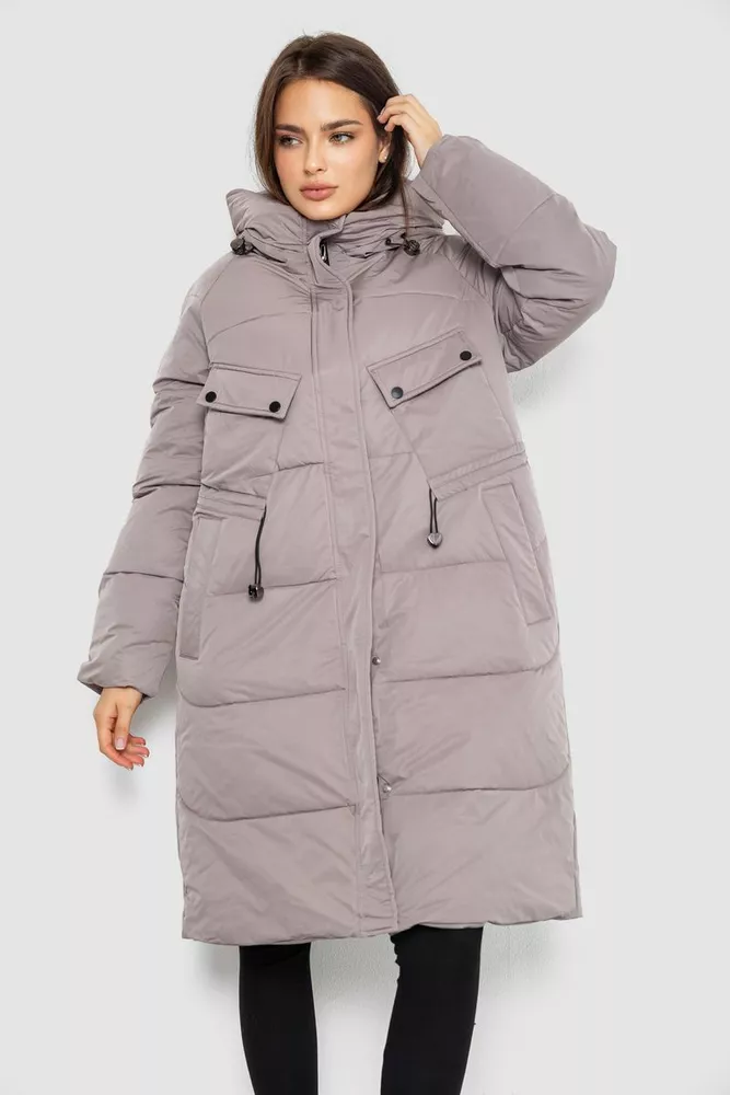Купить Пуховик женский удлиненный, цвет мокко, 243R2303 - Фото №1