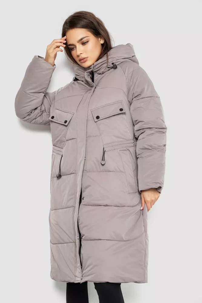Купить Пуховик женский удлиненный, цвет мокко, 243R2303 - Фото №3