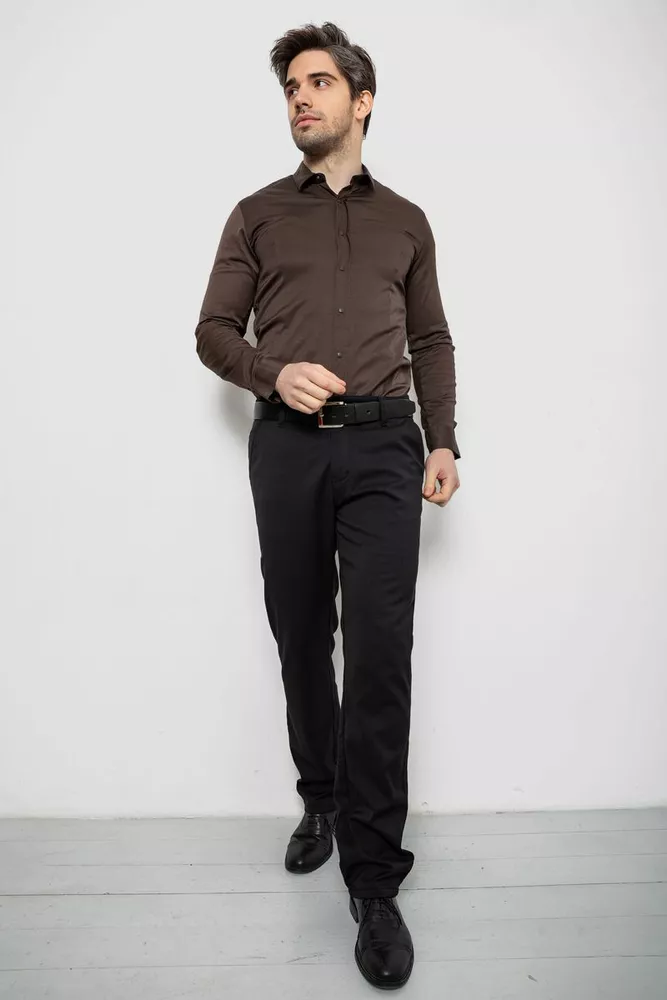 Купить Рубашка мужская однотонная, цвет шоколадный, 186R6917 - Фото №2