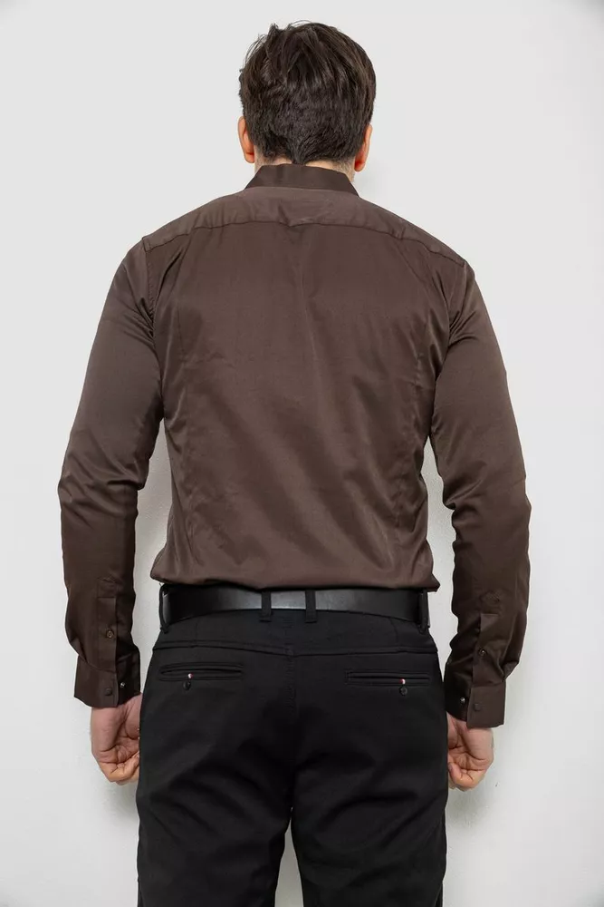 Купить Рубашка мужская однотонная, цвет шоколадный, 186R6917 - Фото №4