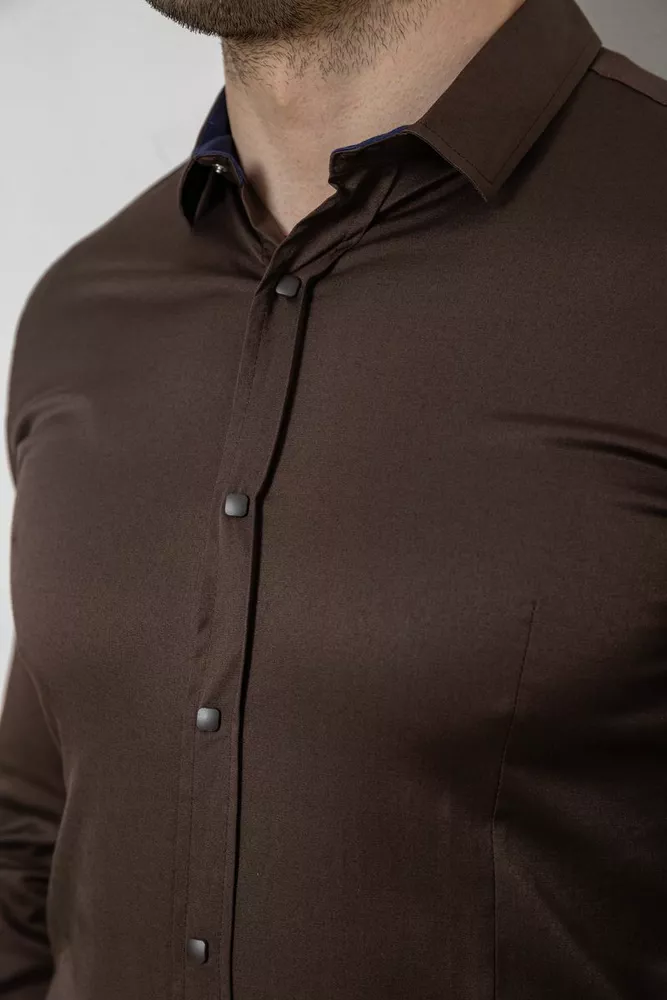 Купить Рубашка мужская однотонная, цвет шоколадный, 186R6917 - Фото №5