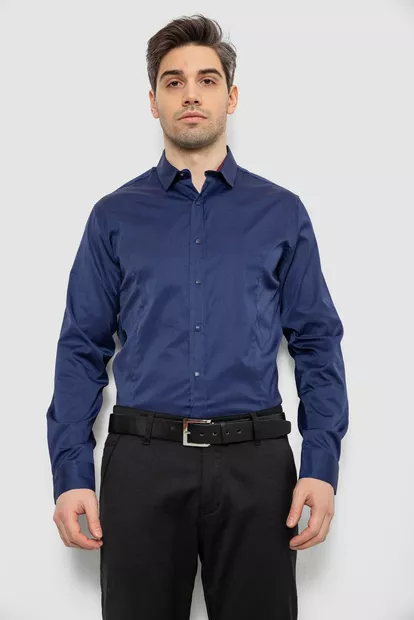 Сорочка чоловіча однотонна, колір темно-синій, 186R6917