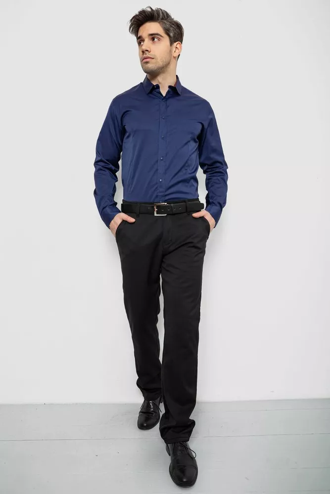 Купити Сорочка чоловіча однотонна, колір темно-синій, 186R6917 - Фото №2