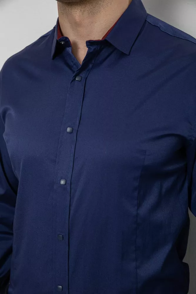 Купити Сорочка чоловіча однотонна, колір темно-синій, 186R6917 - Фото №5