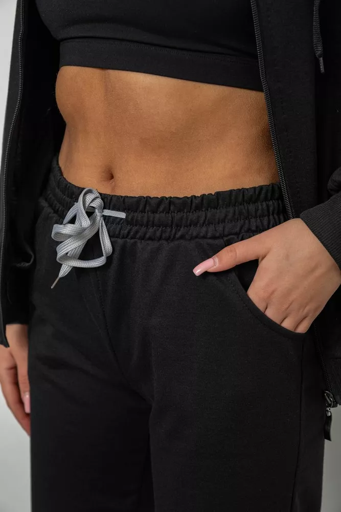 Купити Спортивний костюм жіночий двонитка, колір чорний, 244R9126 - Фото №5