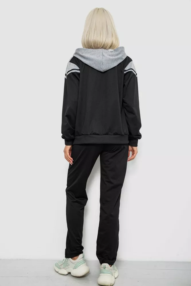 Купити Спортивний костюм жіночий двонитка, колір чорний, 244R9126 - Фото №4