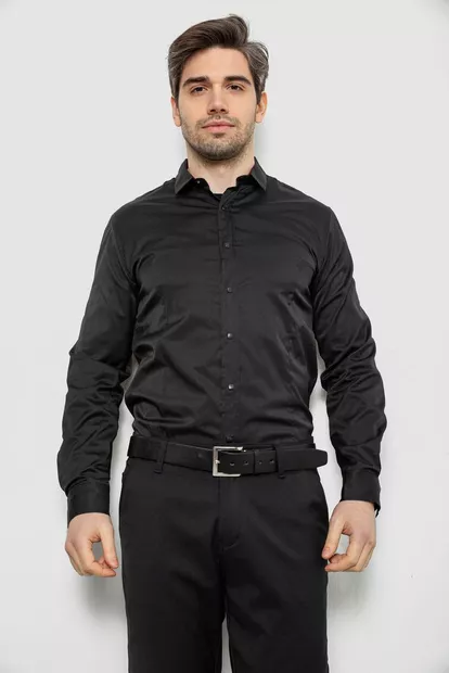 Рубашка мужская однотонная, цвет черный, 186R6917