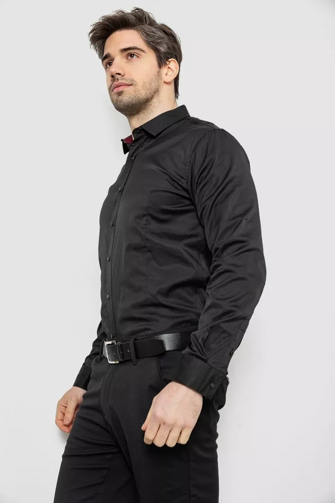 Купить Рубашка мужская однотонная, цвет черный, 186R6917 - Фото №3