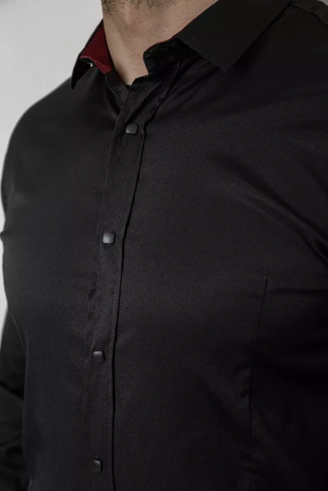 Купить Рубашка мужская однотонная, цвет черный, 186R6917 - Фото №5