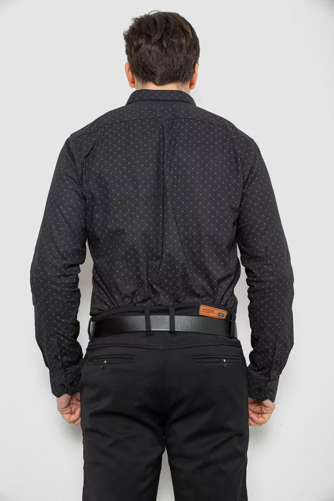 Купить Рубашка мужская однотонная с принтом, цвет черный, 186R2008 - Фото №4