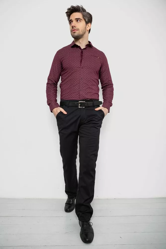 Купить Рубашка мужская однотонная с принтом, цвет сливовый, 186R2008 - Фото №2