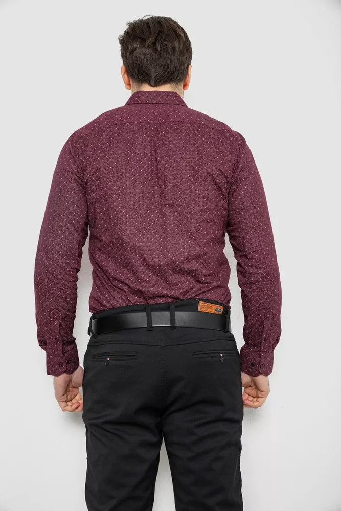 Купить Рубашка мужская однотонная с принтом, цвет сливовый, 186R2008 - Фото №4