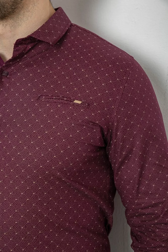 Купить Рубашка мужская однотонная с принтом, цвет сливовый, 186R2008 - Фото №5