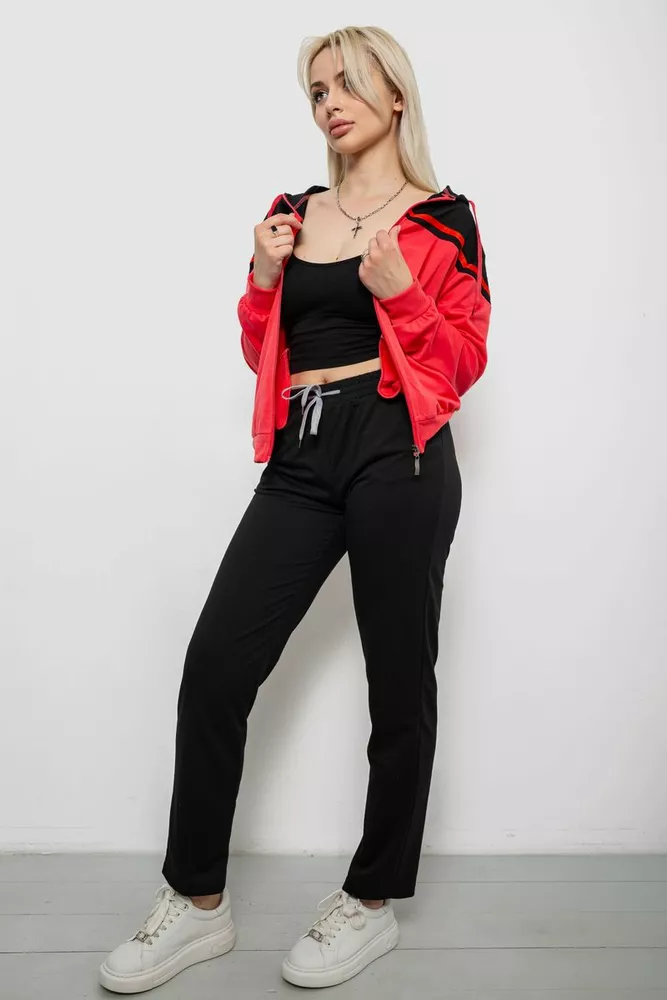 Купити Спортивний костюм жіночий двонитка, колір рожево-чорний, 244R9126 - Фото №3