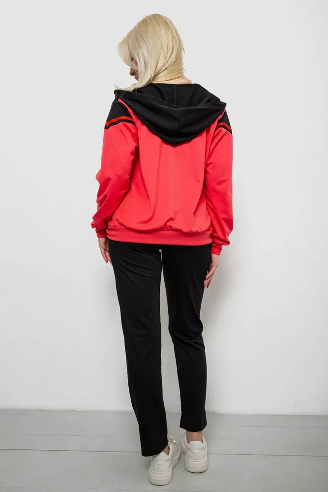 Купити Спортивний костюм жіночий двонитка, колір рожево-чорний, 244R9126 - Фото №4