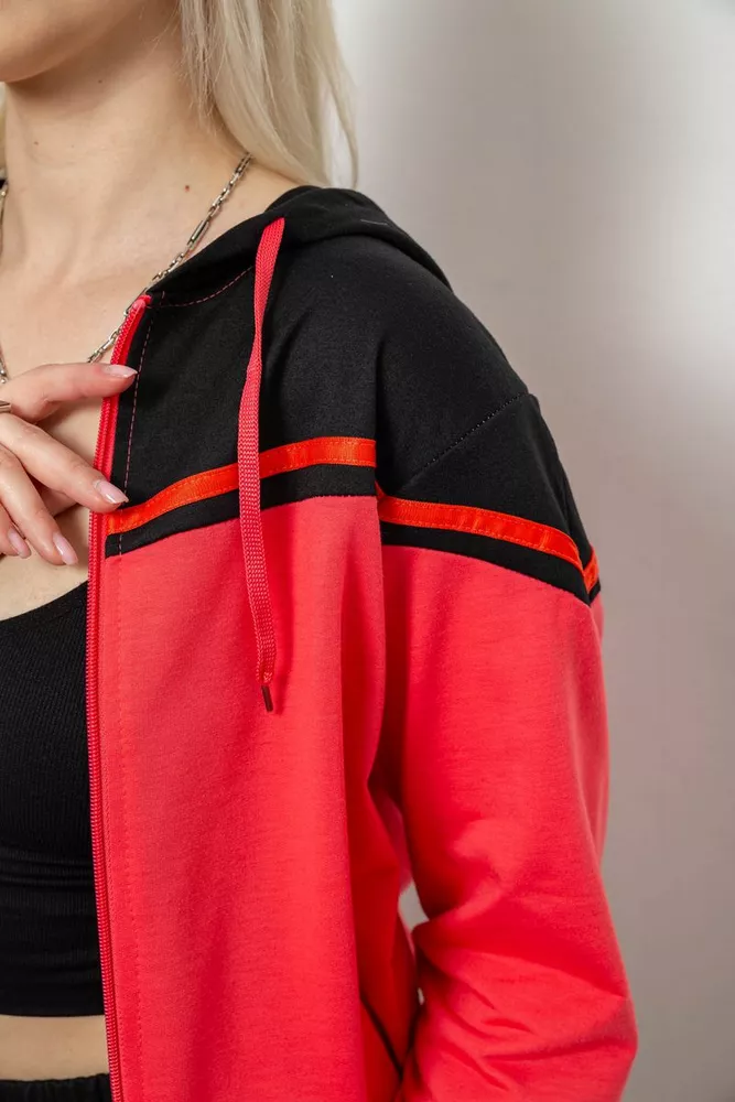 Купити Спортивний костюм жіночий двонитка, колір рожево-чорний, 244R9126 - Фото №5