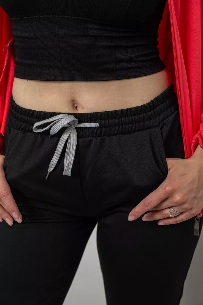 Купити Спортивний костюм жіночий двонитка, колір рожево-чорний, 244R9126 - Фото №6