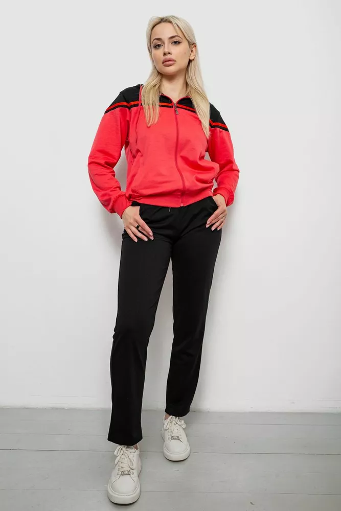 Купити Спортивний костюм жіночий двонитка, колір рожево-чорний, 244R9126 - Фото №1