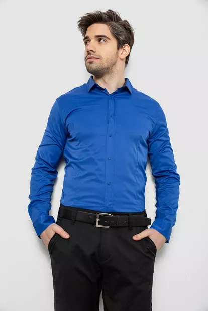 Рубашка мужская однотонная, цвет электрик, 186R6917