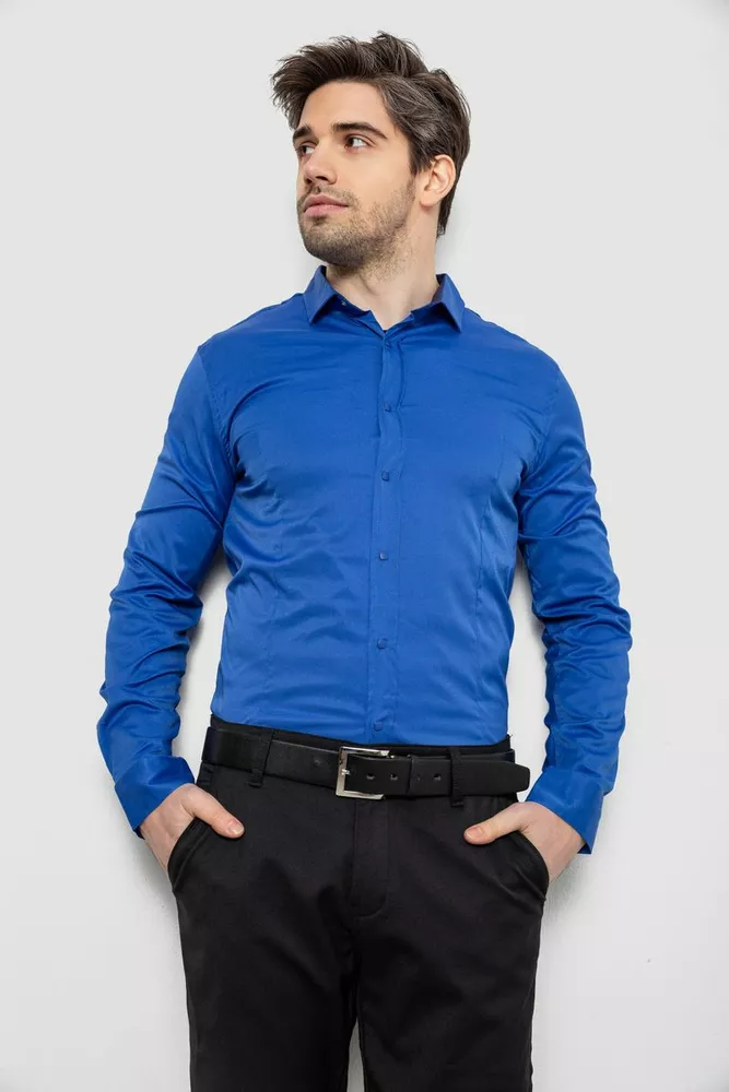 Купить Рубашка мужская однотонная, цвет электрик, 186R6917 - Фото №1