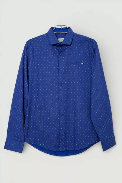 Рубашка мужская однотонная с принтом, цвет электрик, 186R2008