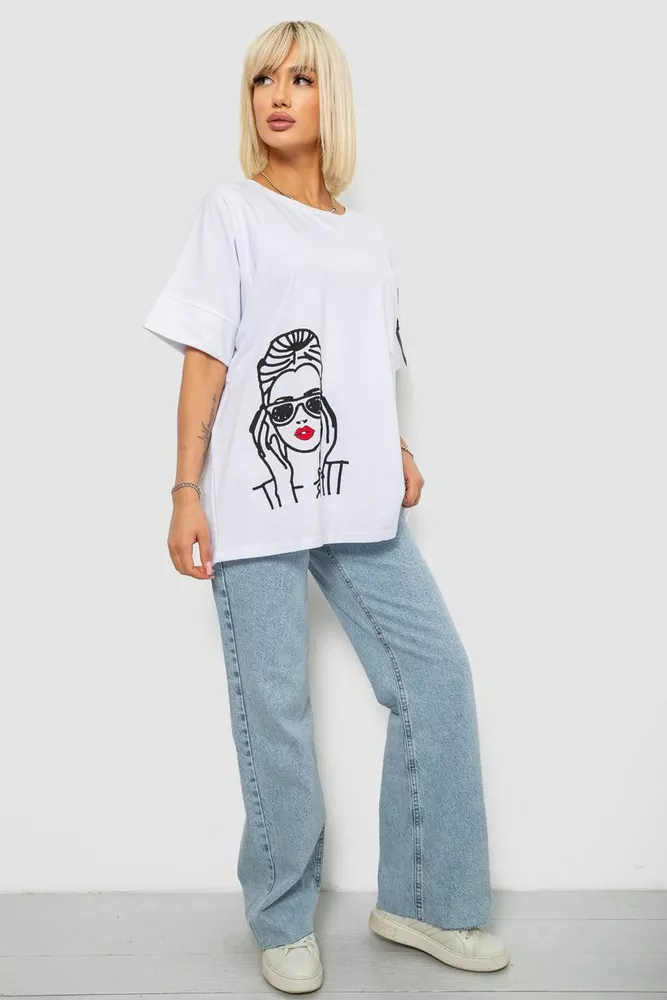 Купить Футболка женская с принтом, цвет белый, 244R4010 - Фото №2