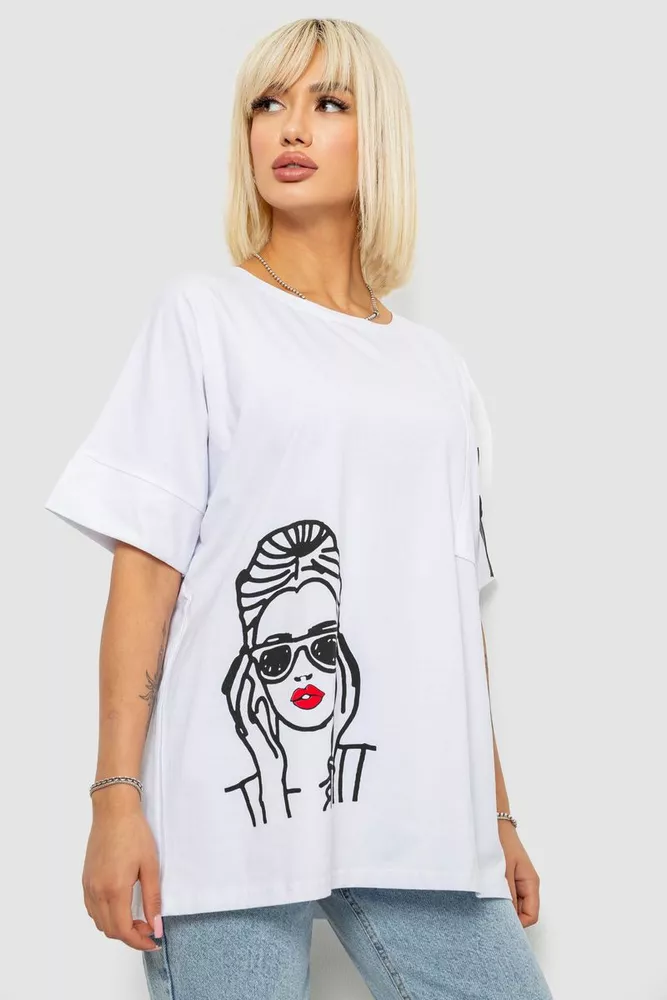 Купить Футболка женская с принтом, цвет белый, 244R4010 - Фото №3