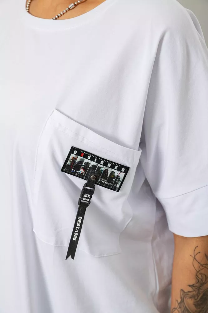 Купить Футболка женская с принтом, цвет белый, 244R4010 - Фото №5