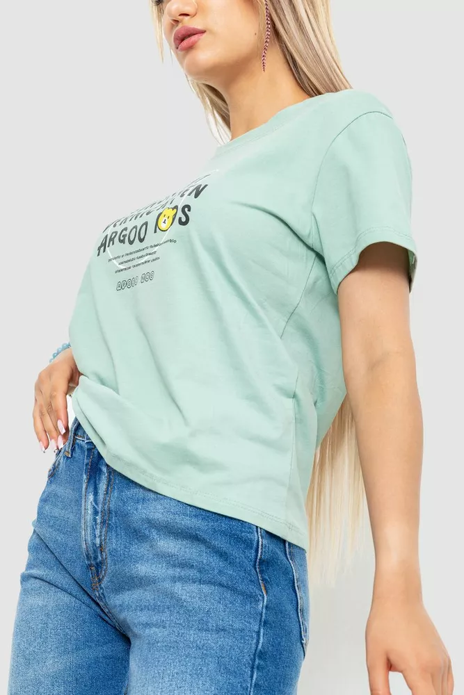Купити Футболка жіноча з принтом, колір оливковий, 221R3003-1 оптом - Фото №3