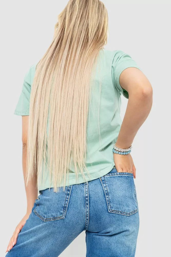 Купити Футболка жіноча з принтом, колір оливковий, 221R3003-1 оптом - Фото №4