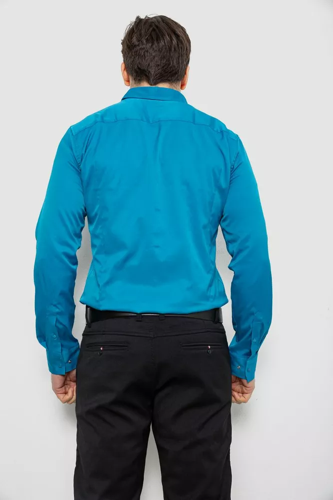 Купить Рубашка мужская однотонная, цвет бирюзовый, 186R6917 - Фото №4