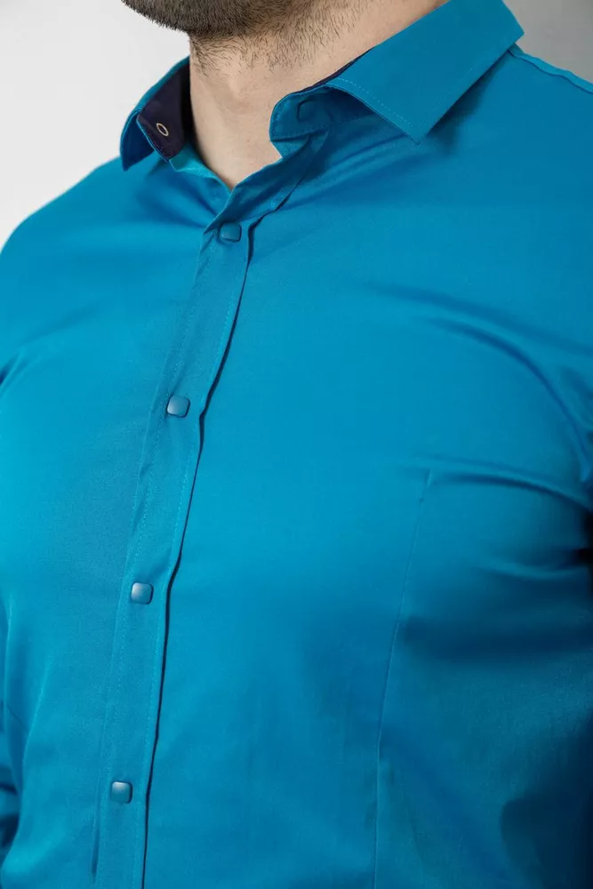 Купить Рубашка мужская однотонная, цвет бирюзовый, 186R6917 - Фото №5