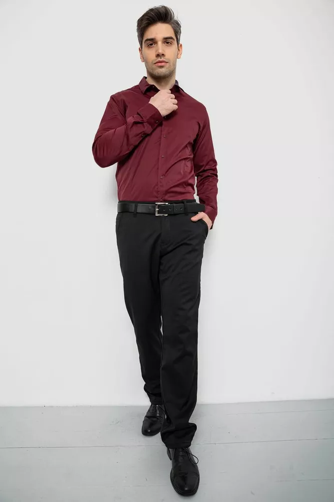 Купить Рубашка мужская однотонная, цвет бордовый, 186R6917 - Фото №2