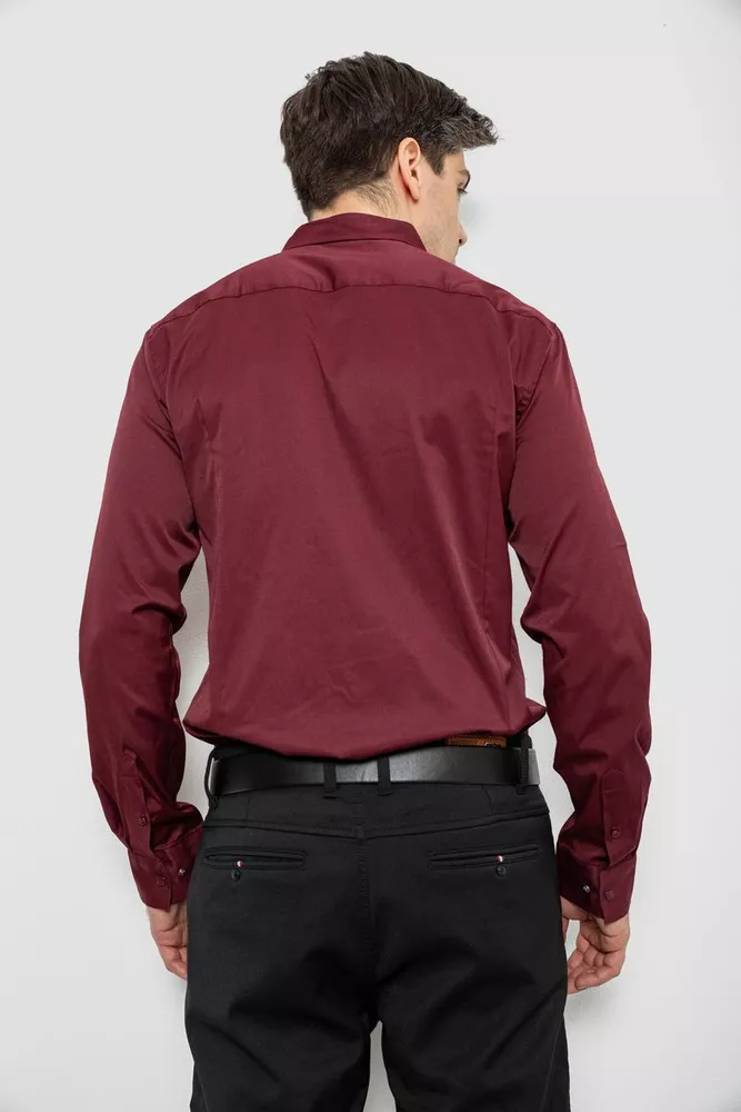 Купить Рубашка мужская однотонная, цвет бордовый, 186R6917 - Фото №4