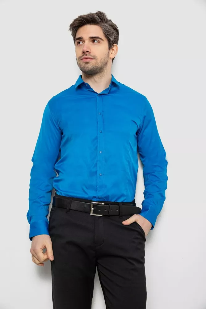Купить Рубашка мужская однотонная, цвет голубой, 186R6917 - Фото №1