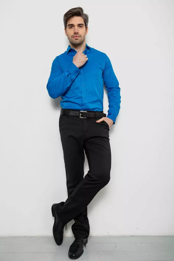 Купить Рубашка мужская однотонная, цвет голубой, 186R6917 - Фото №2